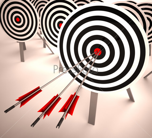 Triple Target Showing Accuracy, Aim And Skill