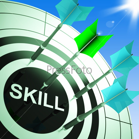 Skill On Dartboard Showing Expertise Or Skilled