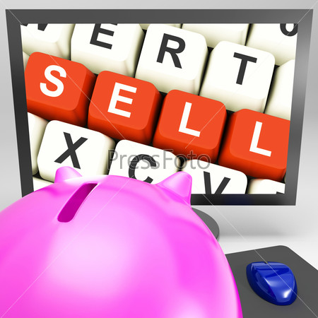 Sell Keys On Monitor Showing Online Marketing And Commerce