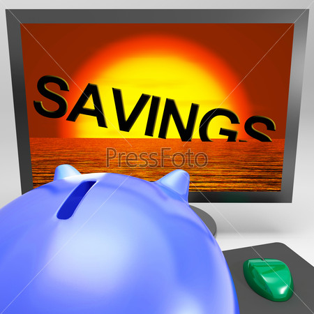 Savings Sinking On Monitor Showing Monetary Loss Or Financial Crisis