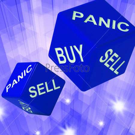 Panic, Buy, Sell Dice Background Showing International Transactions And Business