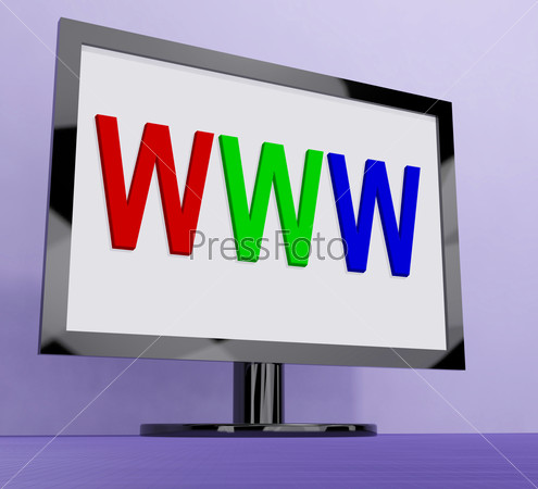 Www On Monitor Showing Internet Web Or Net