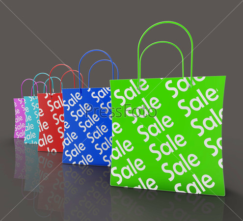 Sale Reduction Shopping Bags Shows Bargains Or Discounts