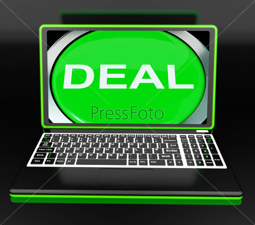 Deal Laptop Showing Online Trade Contract Or Dealing