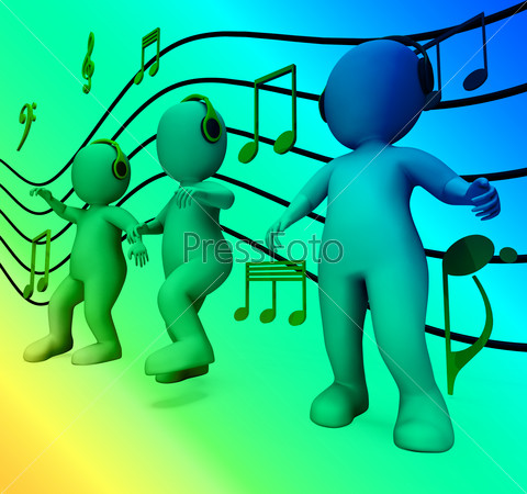 Characters With Colorful Lights Dancing Showing Music Disco And Partying