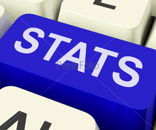 Stats Key Showing Statistics Report Or Analysis, stock photo