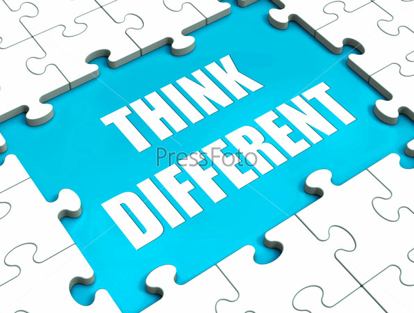 Think Different Puzzle Shows Thinking Outside Box