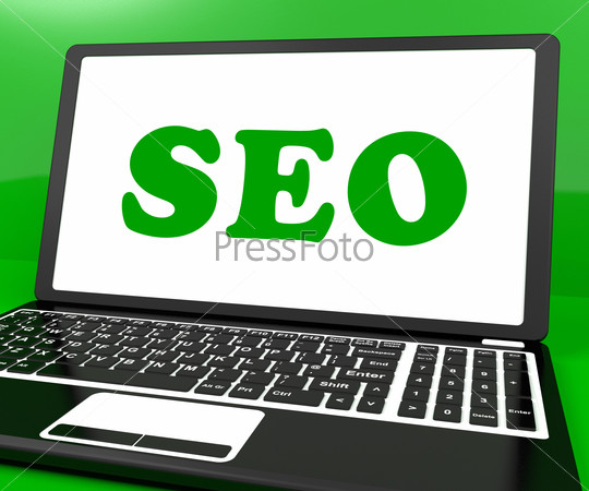 Seo On Laptop Showing Search Engine Optimization On Internet
