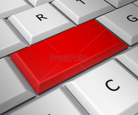 Blank Computer Keyboard Key Showing Red Empty Copyspace Online