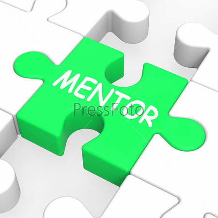 Mentor Puzzle Showing Mentoring Mentorship And Mentors, stock photo
