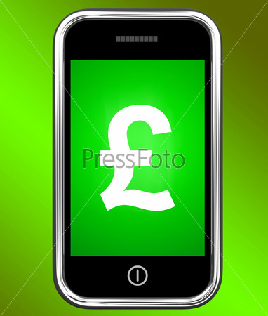 Pound Sign On Phone Showing British Money Gbp