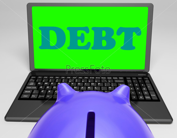 Debt Laptop Shows Money Due Or Owed