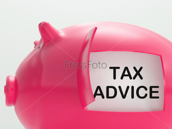 Tax Advice Piggy Bank Showing Advising About Taxes
