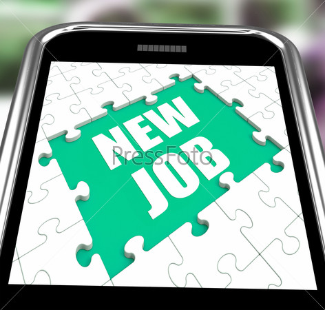 New Job Smartphone Shows Changing Jobs Or Employment