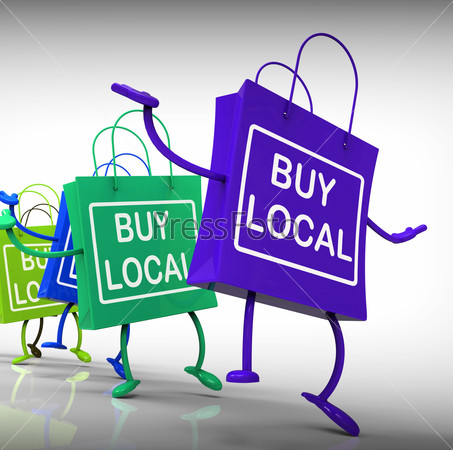Buy Local Bags Showing Neighborhood Market and Business, stock photo