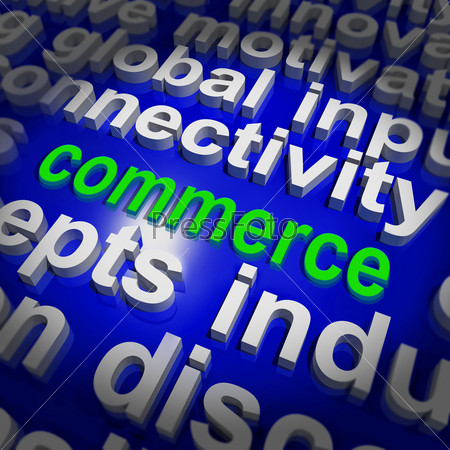 Commerce Word Cloud Showing Commercial Activities