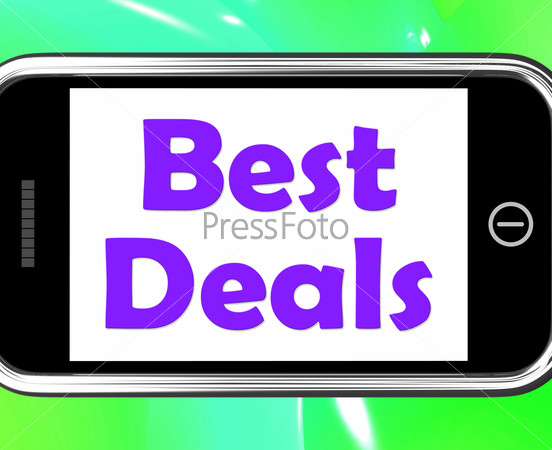 Best Deals On Phone Showing Promotion Offer Or Discount, stock photo