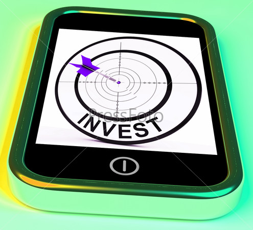 Invest Smartphone Showing Investors And Investing Money Online