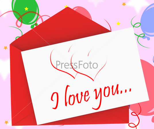 I Love You On Envelope Shows Anniversary Card