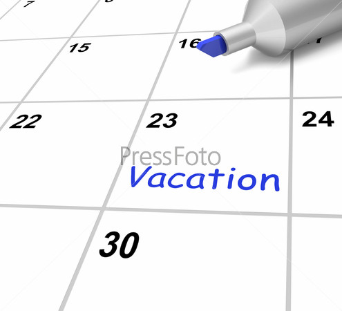 Vacation Calendar Showing Break Or Free From Work