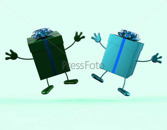 Presents Showing Buying Giving And Receiving Gifts, stock photo