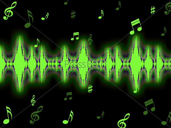 Sound Wave Background Showing Sound Analyzer Or Spectrum