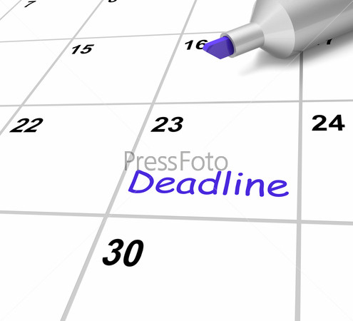 Deadline Calendar Means Target And Due Date