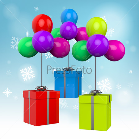Balloons With Presents Meaning Birthday Presents Or Colourful Party