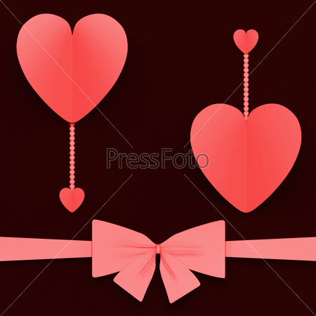 Two Hearts With Bowing Mean Lovely Surprise Or Romantic Gift