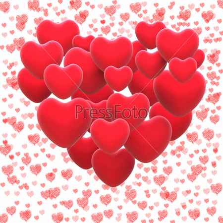 Heart Made With Hearts Shows Romantic Lover Or