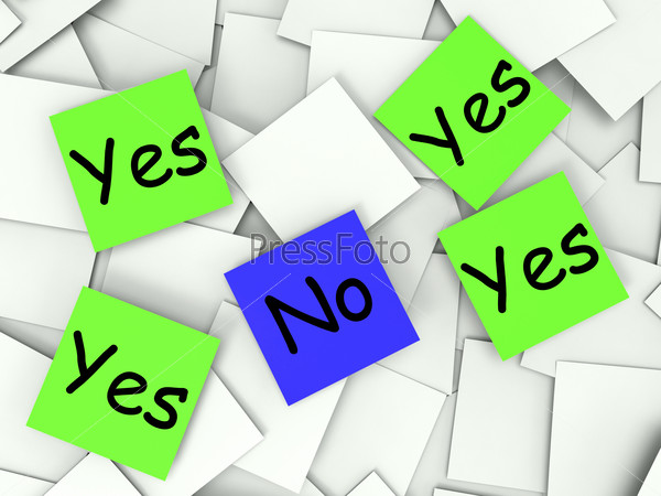 Yes No Post-It Notes Show Affirmative Or