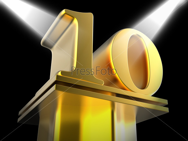 Golden Ten On Pedestal Meaning Cinema Awards Or Movie Excellence
