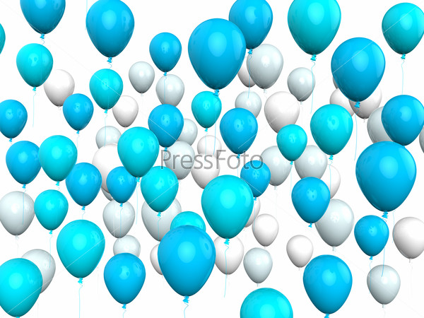 Floating Light Blue And White Balloons Show