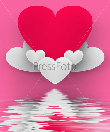 Heart On Heart Clouds Displaying Romantic Heaven Or In Love Sensation
