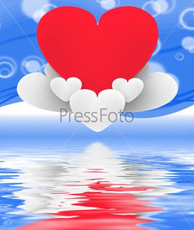 Heart On Heart Clouds Displaying Romantic Imagination And Dreams