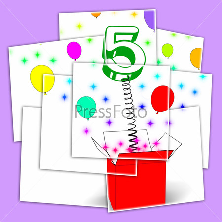 Number Five Surprise Box Displaying Surprise Party Or Festivity