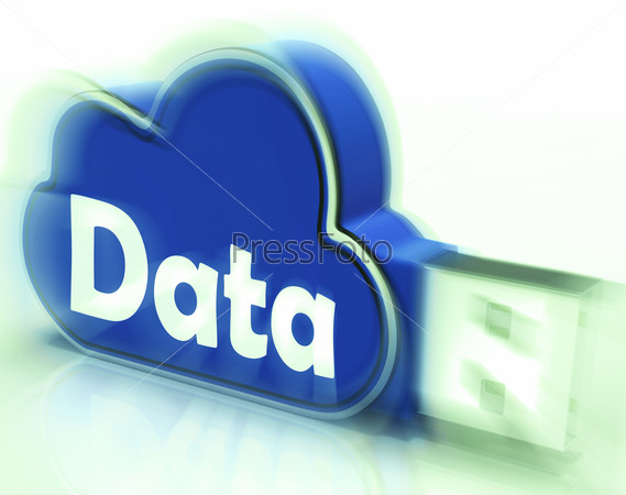Data Cloud USB drive Showing Digital Files Storage And Dataflow, stock photo