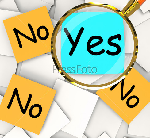 Yes No Post-It Papers Meaning Positive Or Negative Response