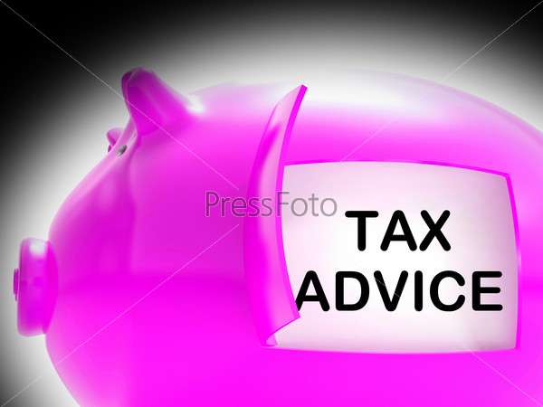 Tax Advice Piggy Bank Message Showing Advising About Taxes