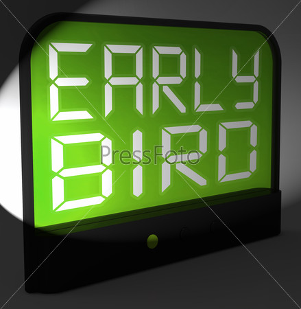Early Bird Digital Clock Showing Punctuality Or Ahead Of Schedule