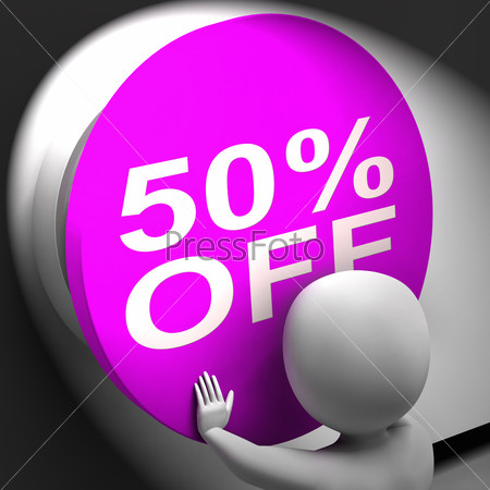 Fifty Percent Off Pressed Showing Half Price Or 50