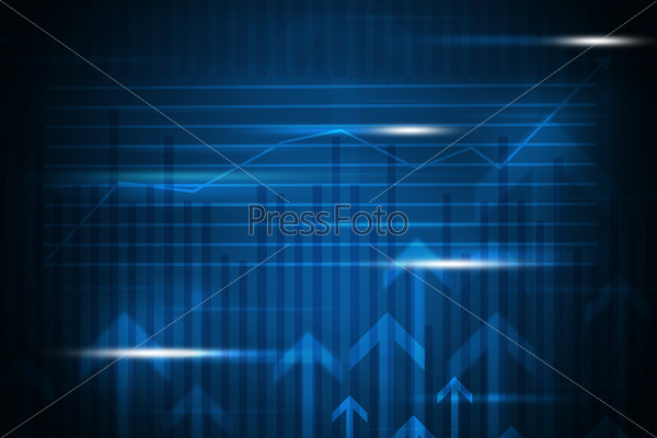 Abstract blue background with graphs and arrows