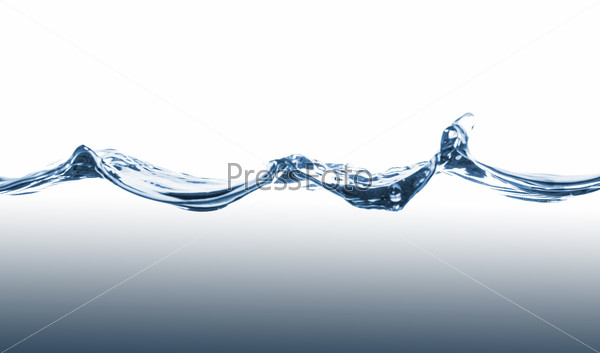 Waves of blue water on white background