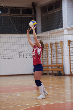 volleyball woman isolated on white background