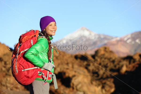 Active woman hiker living healthy lifestyle hiking