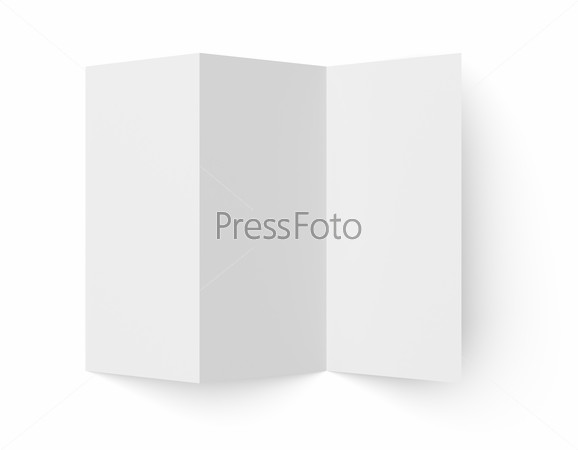 Top view of leaflet blank tri-fold paper brochure mockup isolated on white background
