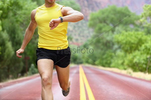 Running with heart rate monitor sports watch