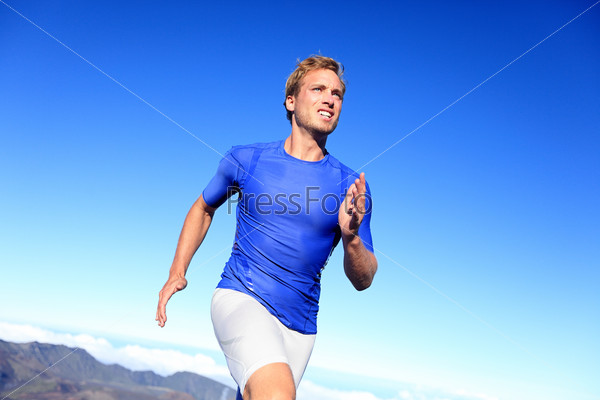 Stock Photo: Athlete runner sprinting running to success