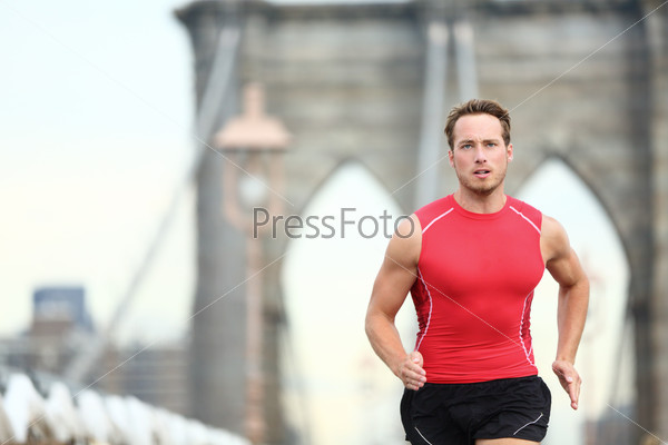 Running man sprinting in New York City