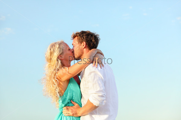 Romantic kissing couple in love